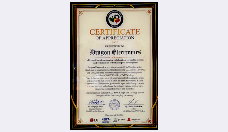 Certificate of Appreciation