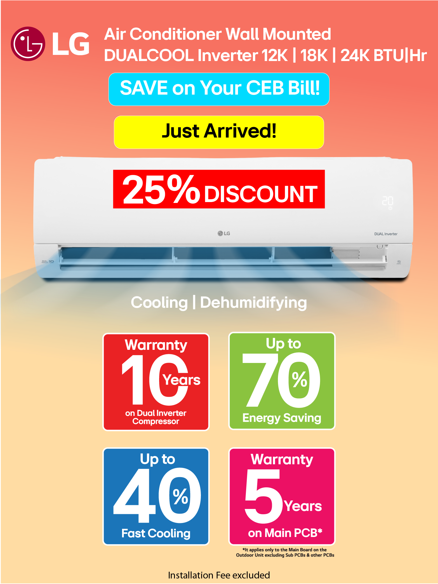 LG Air Conditioner Wall Mounted DUALCOOL Inverter