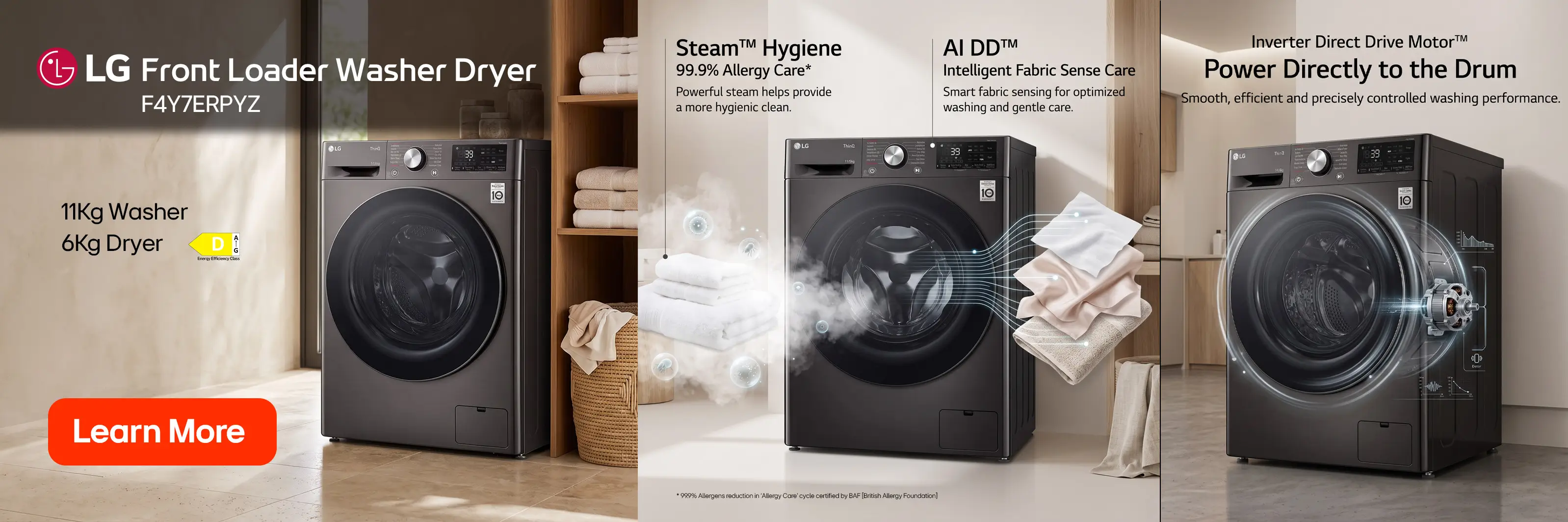 LG Front Loader Washer Dryer 11Kg Washer | 6Kg Dryer F4Y7ERPYZ