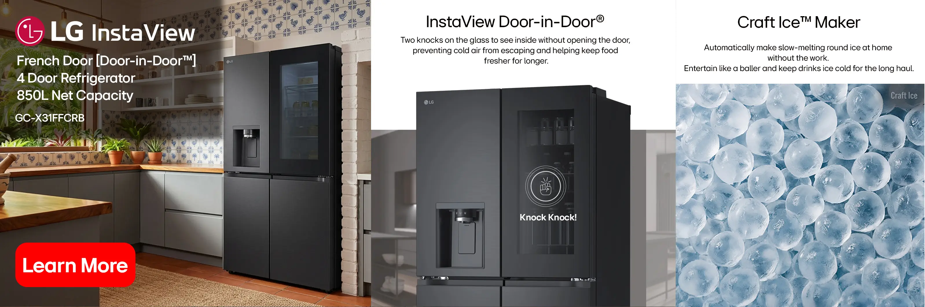 GC-X31FFCRB InstaView™ French Door [Door-in-Door™] 4 Door Refrigerator 850L Net Capacity