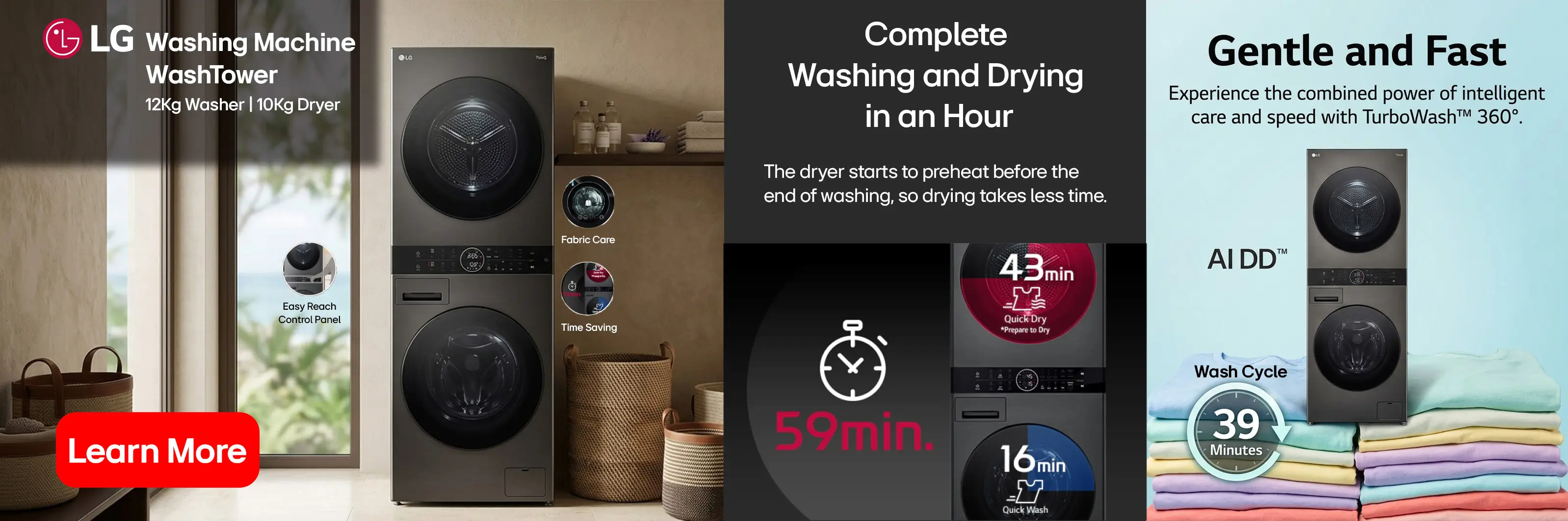 LG Washing Machine WashTower 12Kg Washer | 10Kg Dryer W4W8BVPKZHM