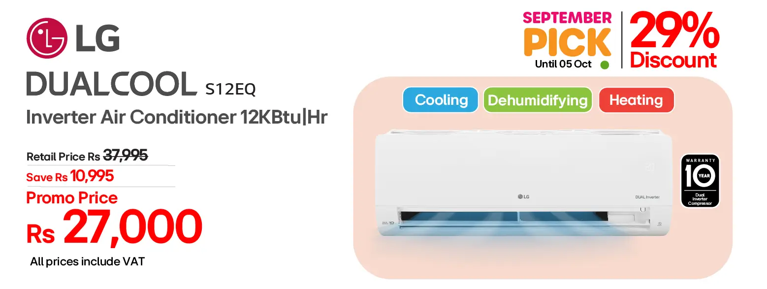 LG DUALCOOL™ Inverter Air Conditioner 12KBtu|Hr S12EQ