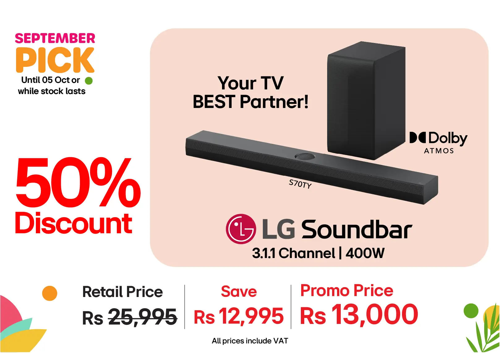 LG Sound Bar 3.1.1 Channel 400W
